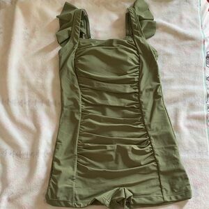 Olive Green Kids One Piece Swimsuit